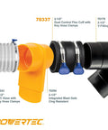 Two And A Half Inch Dust Control Flex Cuff With Adjustable Key Hose Clamps Rubber Cuff Connector For Woodworking Dust Collection Fittings Hose Adapters And Dust Collector Accessories Airtight Seal.