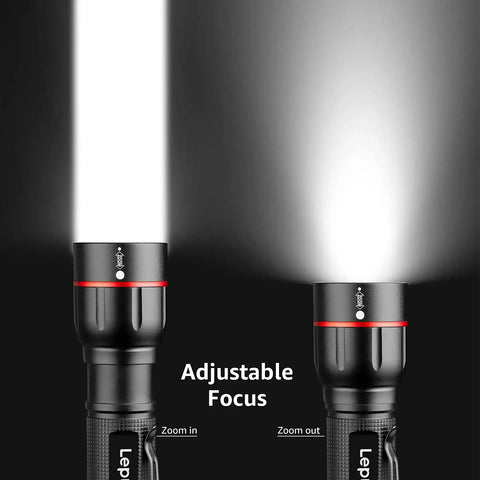 Ultra Bright LED Flashlight With Clip, Zoomable Beam, Five Lighting Modes, Waterproof And Lightweight, AAA Battery Powered