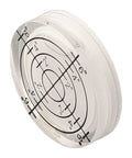 32mm-Round-Bubble Level for acrylic for spirit Gauge 32mm-Round displaying measurement angles in a clear, translucent design.