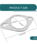 Kickin Tail 2Pack Exhaust Manifold Gaskets Forged From Ultra Tough Stainless Steel dimensioned at 2.5 inch 2 bolt oval ring.