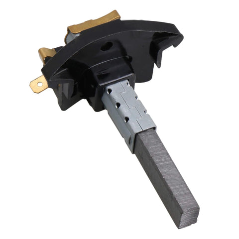 Heavy Duty Gray Industrial Vacuum Replacement Carbon Brush Kit Featuring Rock Solid Iron Holders And Premium Graphite Rods close-up view of carbon brush with connector.
