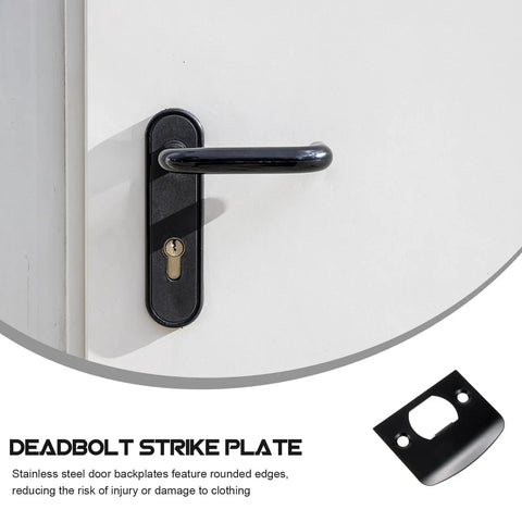 Stainless Steel Door Strike Plate Black For Exterior Doors Beefed Up Deadbolt Reinforcement And Adjustable Latch Restorer