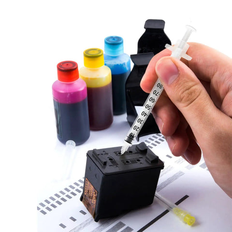 Using 100 Pcs 3ml Luer Lock Syringe Set 25G 1.5 Inch Needles Individually Wrapped for ink refilling on cartridge