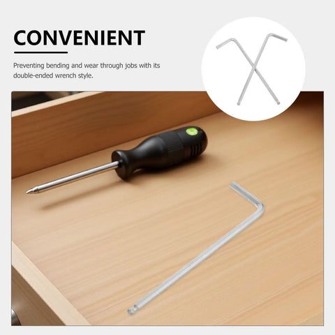 Durable 2Pc Metric Hex Key Wrench Set With Ball End Design Built From Heavy Duty Alloy Steel For Tough Jobs Featuring A Matte Chrome Finish That Looks Cool And Performs Like A Champ, metric ball-end hex keys on wood surface