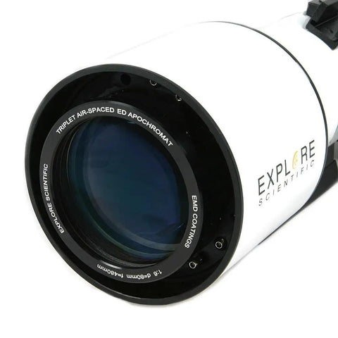 80mm Triplet Refractor Telescope With ED Glass And Air-Spaced Apochromatic Design, lens detail, Essential Series for astrophotography