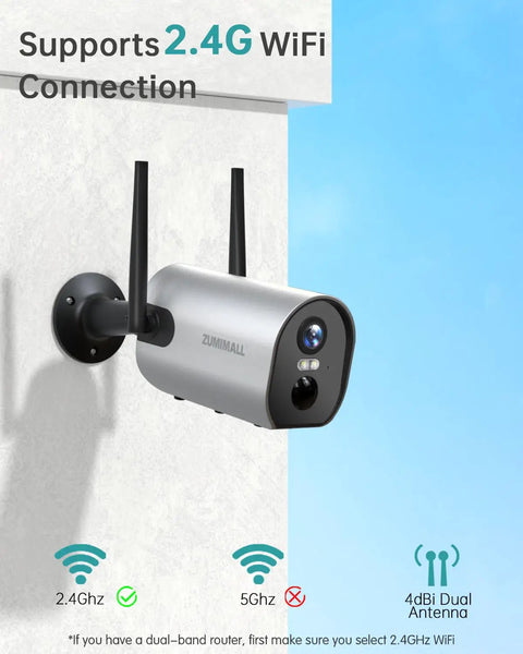 2K Wireless Outdoor Security Cam Battery Powered No Fuss With 2 Way Audio Color Night Vision IP66 Waterproof mounted on wall