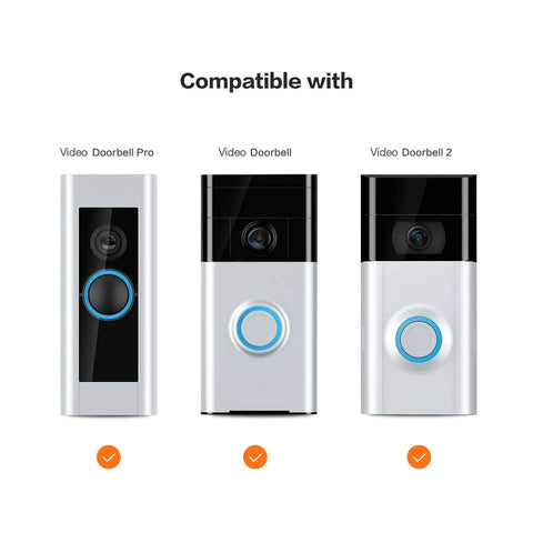 Three video doorbell models compatible with Replacement Screws Kit For Video Doorbells, Fits All Video Doorbell Models