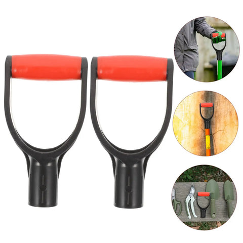 Two Pack D Shaped Shovel Handle Replacement With Grippy Comfort Grip For Spades And Garden Tools, Easy Install, Durable Non Slip Handle