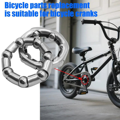 4 Piece Bike Ball Bearing Retainer Set With 8mm Balls, 38mm Outer Diameter, 24mm Inner Diameter, shown beside a bicycle crank.