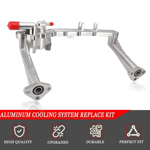 Heavy Duty Aluminum Cooling System Replacement Kit For Jaguar And Land Rover 2010 To 2020 3.0L 5.0L Engines drop-in heated water pipe.
