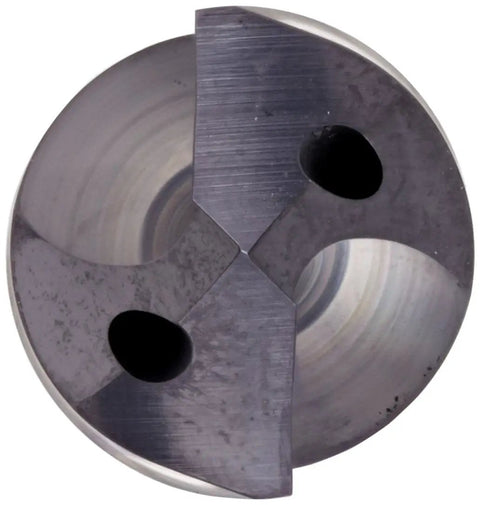 Top view of MP-X Solid Carbide Drill R4571/2, 0.5 Inch Head Diameter, showing flutes and carbide material.