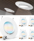 5 To 6 Inch LED Can Recessed Light Retrofit Kit With Gimbal Downlight 800 Lumen Output 12W Equals 60W Dimmable Damp Rated UL Listed Selectable CCT 2700K 3000K 3500K 4000K 5000K Four Pack ceiling installation