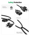 3 Prong AC Power Cord Replacement For Instant Pot And Electric Pressure Cookers Rice Cookers Soy Milk Makers Power Quick Pot Microwaves And Other Kitchen Appliances ETL Listed Copper Core Cable shown with abrasion resistance and waterproof features, ETL certification mark visible.