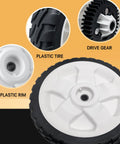 Close-up of 2-Set Beefed-Up 8 Inch Wheel Plastic Gear Assembly With Pinion Gear Kit for Toro 22 Inch Recycler Push Mower.