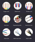 Various cable types including copper, aluminum, and flexible wires for use with Heavy Duty Manual Wire Stripper For Scrap Recycling Adjustable Stripping Machine With Hardened Steel Blade Hand Crank Or Drill Powered Tool For Electrical And Diy Cable Repair Projects.
