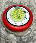Solid 3 Pack Circular Bubble Level Stickers To Nail Your Alignment Camera Tripod Turntable And Telescope Precision Mounting Gear Straight Shooting Tool clear bubble level on gray surface.
