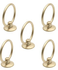 5 Pack Gold Ring Drawer Pulls With Screws, Brass Cabinet Handles Drop Knobs, Single Hole Mount, 2.1 by 1.73 inch, Ring Diameter 1 inch