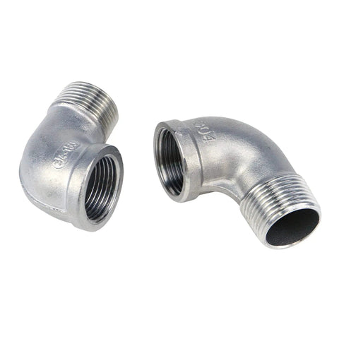 2 Pack Stainless Steel 304 90 Degree Elbow Fittings, 3/4 NPT Threaded, Female to Male, NPT-NPT Connection, 0.98 Inch OD