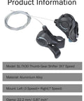 3x7 Mountain Bike Thumb Shifter Set With Right Trigger 7 Speed And Left Friction Thumb Lever For Triple Cranksets 1 Meter Cable
