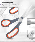 Five Pack 8 Inch Multipurpose Fabric Scissors Set For Sewing, Craft, Office And School, Sharp Durable Blades, Rust Resistant, Soft Comfort Grip Handles For Left Or Right Hand, Colorful Assortment, stainless steel blades and comfort grip handles