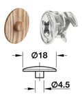 Pack Of 10 Natural Pine Wood Screw Cap Plugs 18mm Conceals Fasteners For Rastex Minifix Fixtures with detailed dimensions.