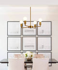 Dining room with 4 Light Sputnik Chandelier With Rotatable Lamp Cups, Dope Modern Gold Bronze Pendant Lighting, Mid Century Style.