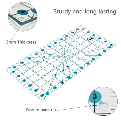 Headley Tools rotary cutter set on turquoise A3 cutting mat with grid lines and blue accents