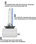 D1S Xenon HID Headlight Bulb 8000K 35W High Low Beam Replacement Pack Of 2 showcasing UV resistant blue tube and PPS material base