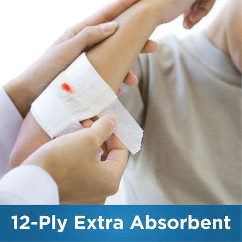 Sterile 4x4 Inch Gauze Pads For Cleaning Covering And Cushioning Cuts And Minor Injuries 12-Ply Extra Absorbent 50 Count One Pack