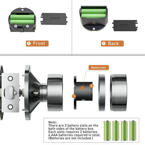 Keyless Entry Door Lock With Keypad And Smart Code Access battery compartment diagram