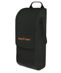 Black carrying case for cervical traction device featuring WeTrac logo, ideal for transport and storage.
