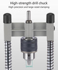 High-strength drill chuck of Versatile Drill Press Attachment For Vertical And Angled Boring With Rubberized Base Protection Pro Grade Depth Stop Alignment Disk And Spring Loaded Plunge Jig For Metalworking Projects.
