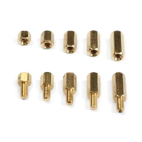 300 Piece M3 Copper Pillar Stand Off Kit With Hex Column Spacers And Threaded Screws Nuts Brass Fasteners For Electronics And DIY Projects Easy Install Durable Spacers For Stable Mounts And Reliable Hardware. M3 copper hex standoffs and screws set