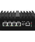 Killer Firewall Mini PC With Intel Celeron J6305 Processor And Four 2.5GbE Intel I226V Ports rear view showing four Ethernet ports and power input.