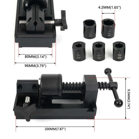 Heavy Duty Aluminum Fuel Line Fitting Installation Tool Set With Five Adjustable Dies 4AN 6AN 8AN 10AN And 12AN for CPE hoses.