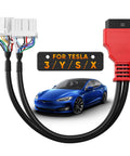 Tesla Diagnostic Cable TCAN003 Splitter For Model 3 Y S X With 20 Pin And 12 Pin To 16 Pin OBDII Adapter shown with Tesla car