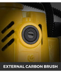External carbon brush of Powerful 1100w Electromagnetic Mag Drill Press Machine For Heavy Duty Metal Drilling High Speed Steel Core Bits Includes Cooling Pot Portable Magnetic Base Motor At 550rpm Max 40mm Depth Professional Grade Tool.
