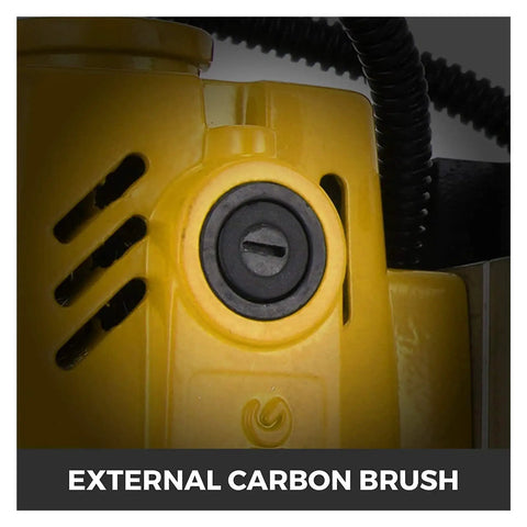 External carbon brush of Powerful 1100w Electromagnetic Mag Drill Press Machine For Heavy Duty Metal Drilling High Speed Steel Core Bits Includes Cooling Pot Portable Magnetic Base Motor At 550rpm Max 40mm Depth Professional Grade Tool.