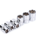 Heavy Duty Car Repair Socket Wrench Drive Head Kit With 3 8 Inch Quick Release Drive chrome sockets in various sizes.