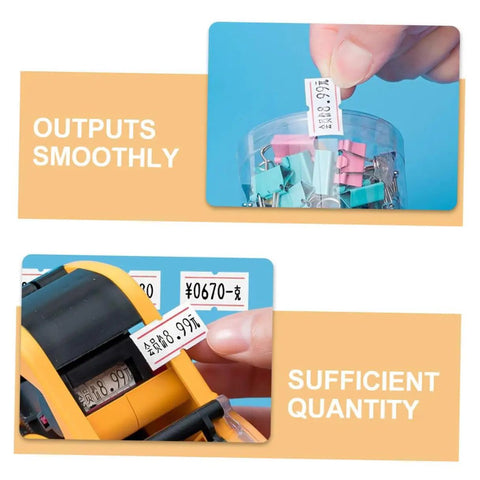 4000 Pcs Small Pricing Labels On Rolls in use, self adhesive price stickers for shop, clear print for retail pricing machines.
