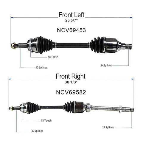Beefy Front CV Axle Set For Toyota Camry 2007 To 2017 Avalon 2008 To 2016 And Lexus ES350 2007 To 2017 Left and Right Axles