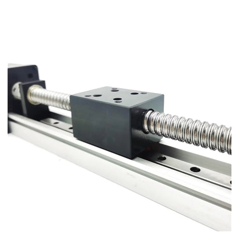 Ready To Roll Premium Electric Sliding Table Integrating MGW12R Linear Guide Rail And SFU1610 Ballscrew close-up of guide rail and ballscrew.