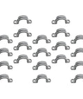 Thirty Pack Real Heavy Duty Three Quarter Inch Pvc Conduit Clamps Flexible Two Hole U Clip Pipe Mounting Straps displayed in gray.