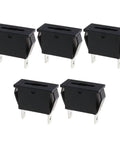 Heavy Duty Five Pack Standard Blade Fuse Holders Panel Mount For Auto Wiring Safety 12V 30A, black plastic housing.