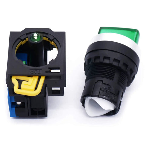22mm SPST 1NO Two Position Maintained Latching Rotary Selector Switch With Green LED Indicator 440V 10A components