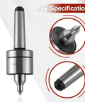 MT3 Live Center for Lathe Tailstock With 60 Degree Precision, Triple Bearing Support, steel tool shown in various angles.