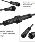 Kick Ass 2 Pin Extension Cable For LED Deck And Garden Spike Lights Featuring Waterproof IP67 Plugs showing connectors and water resistance.