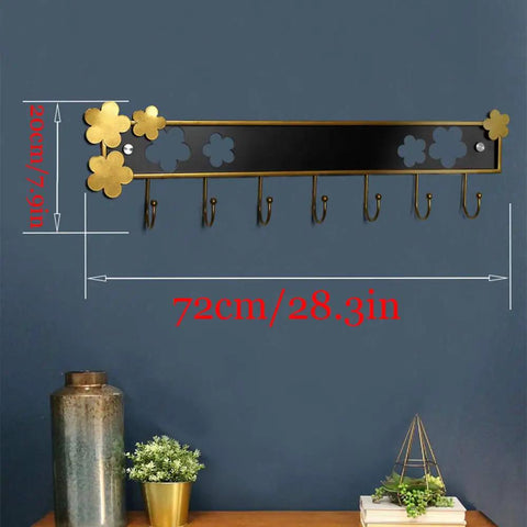 Rugged Retro Wall Coat Rack Carbon Steel Hooks 72cm design with 7 hooks for bathroom, coats, and towels, durable and stylish.