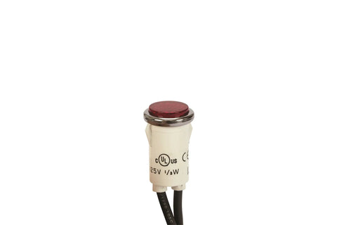 Red Round Indicator Light With Diamond Lens And Chrome Bezel, Press Fit Panel Mount, 0.5 Inch Cutout, 125 Volt Neon Indicator Light