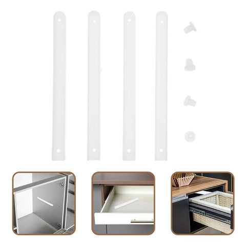 Easy Install White Plastic Drawer Slides With Accessories For Cabinets And TV Consoles Smooth Glide Push To Open One Piece Rails